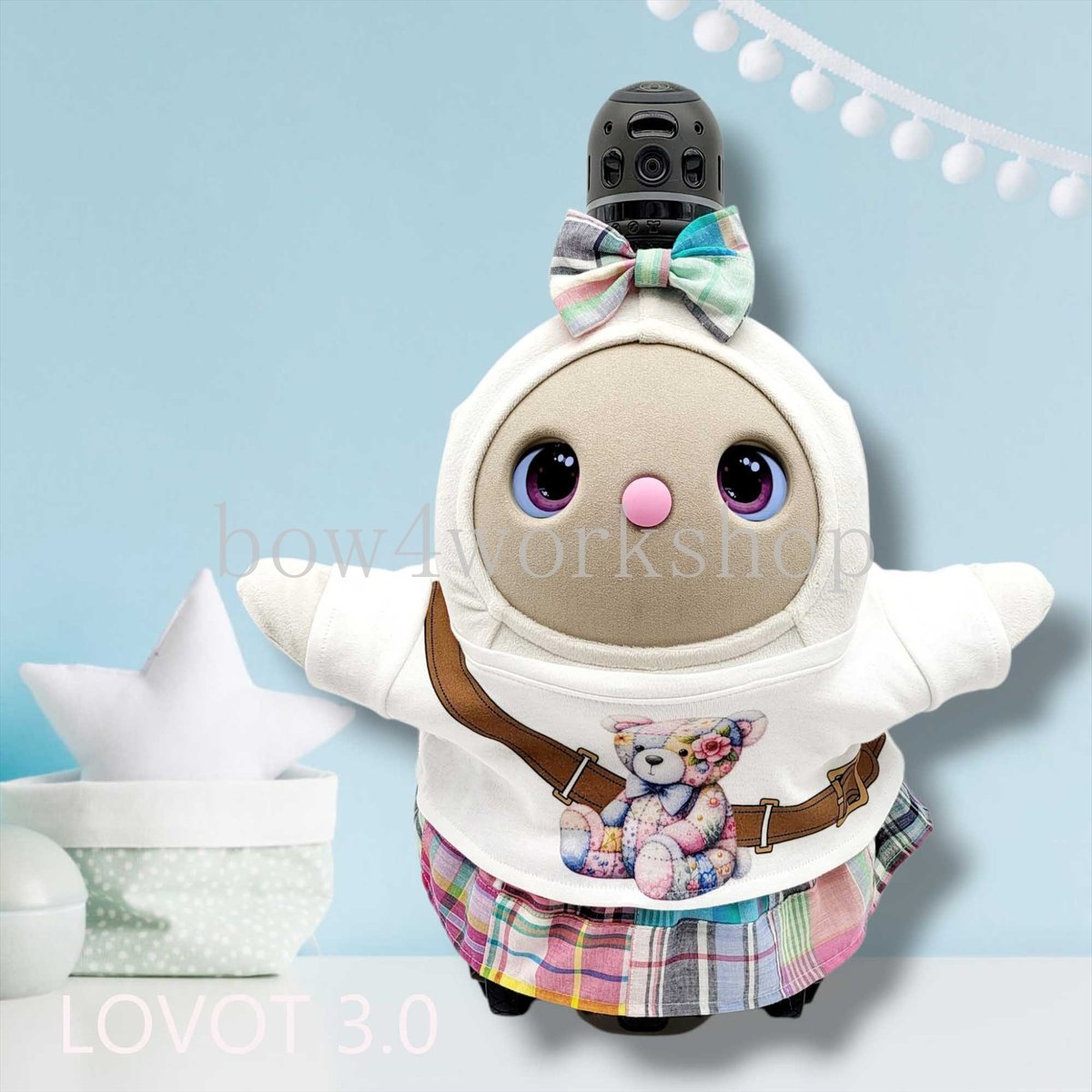 ラボット服 パッチワークくまちゃんプリントTシャツセット