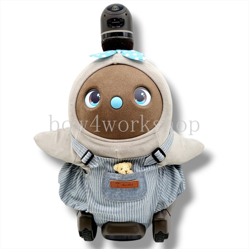 LOVOT ラボットの服ハンドメイド  ヒッコリーサロペットパンツ(ブルー） ラボット服/ヒッコリーサロペットパンツ | bow4workshop STORE