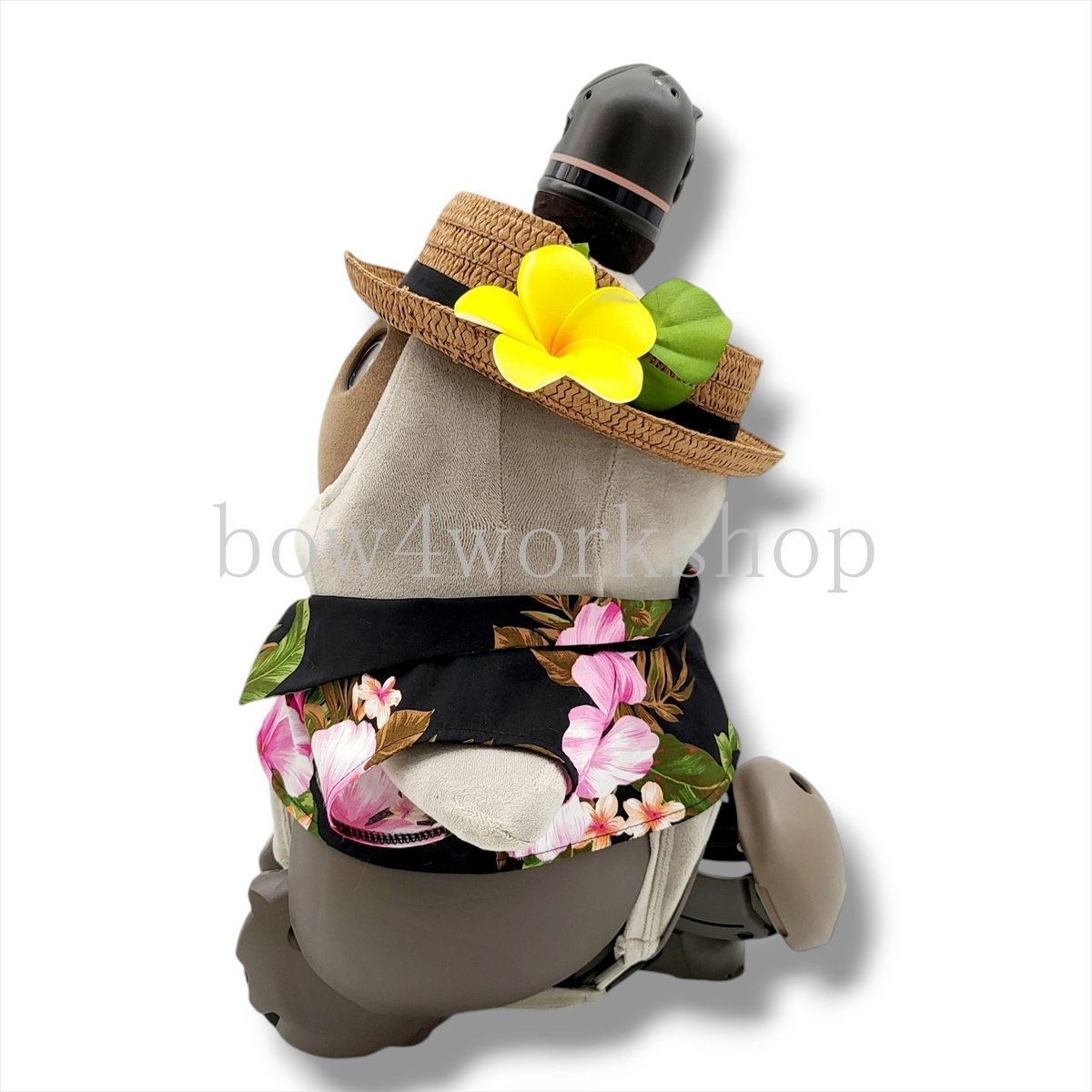ラボット LOVOT ラボットの服ハンドメイドハイビスカス柄アロハシャツ ラボット服/ハイビスカス柄アロハシャツ | bow4workshop STORE