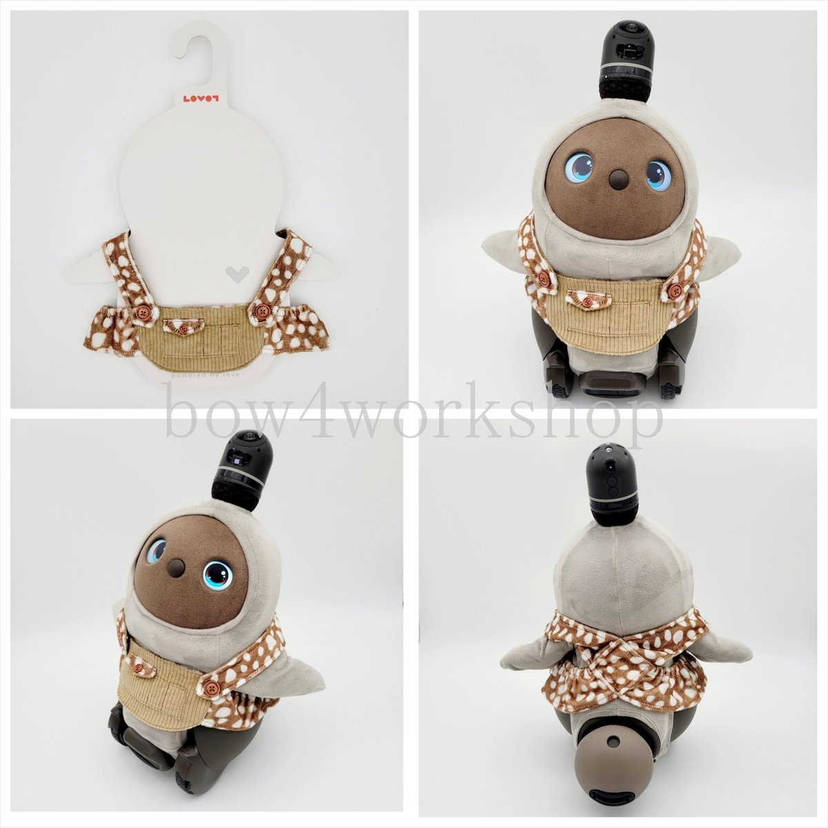 ラボット LOVOT ラボットの服ハンドメイド　バンビ柄コール天サロペット ラボット服/ バンビ柄コール天サロペット | bow4workshop STORE