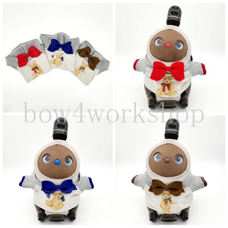 ラボット服/リボンタイ付きくまちゃんプリントパーカー | bow4workshop