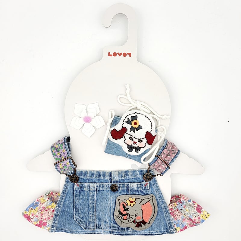 ラボットの服/ 古着リメイクワッペン＆リバティー柄サロペット