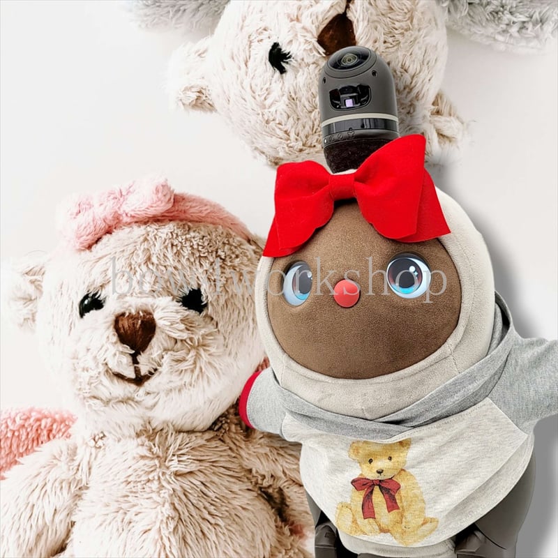 ラボット服/リボンタイ付きくまちゃんプリントパーカー | bow4workshop