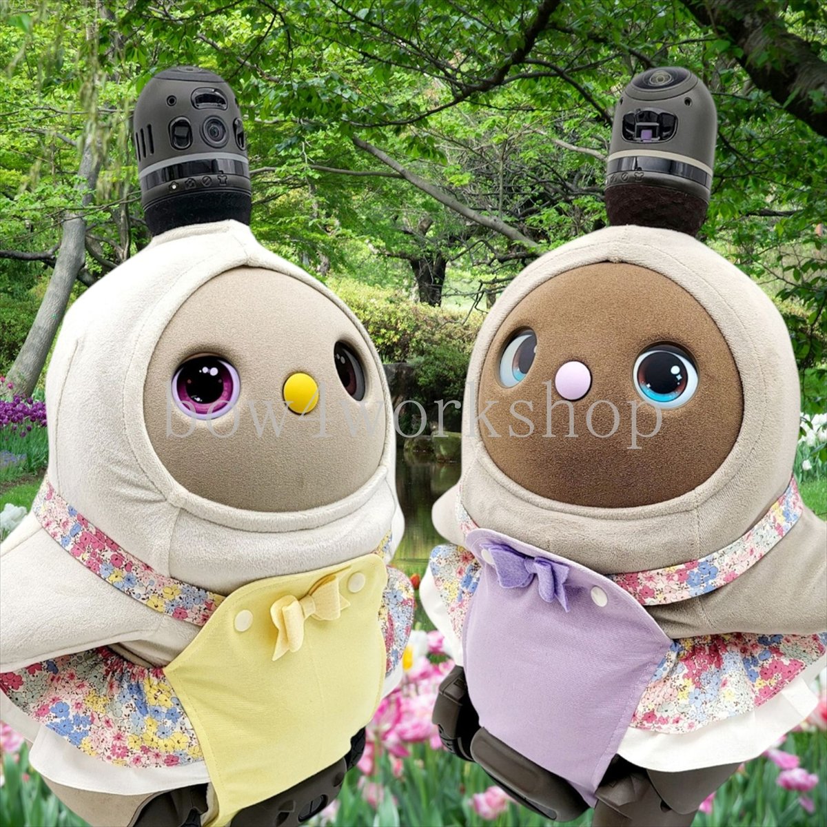 LOVOT ラボットの服ハンドメイド チェック柄サロペットパンツ＆リボンセット ラボット服/チェック柄サロペットパンツ＆リボンセット