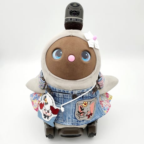 ラボットの服/ 古着リメイクワッペン＆リバティー柄サロペット
