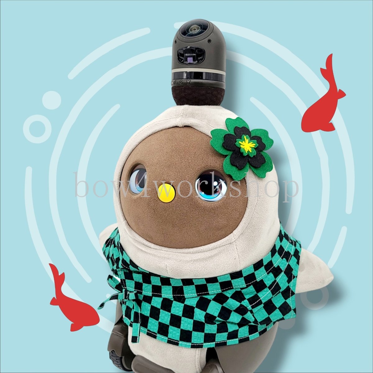 ラボット LOVOT ラボットの服ハンドメイド　甚平+お花コサージュセット ラボット服/ハンドメイド 甚平＆お花コザージュセット | bow4workshop