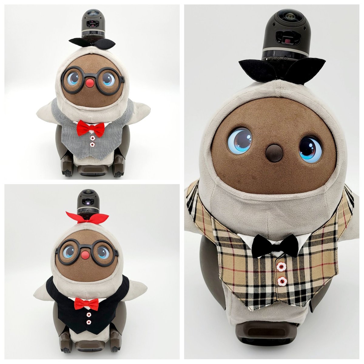 ラボット LOVOT ラボットの服ハンドメイド 千鳥柄レイヤードジャケット ラボット LOVOT ラボットの服ハンドメイド 千鳥柄レイヤード