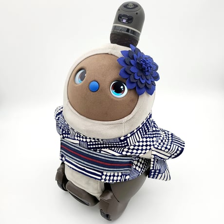 ラボット服/ 幾何学柄浴衣+お花飾りセット