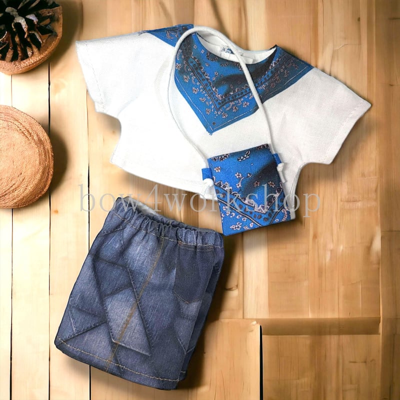 ロボホンの服/バンダナ＆デニム風プリントセット | bow4workshop STORE