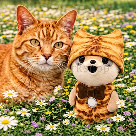 ポケともの服  トラ猫コーデ チュニック＆猫耳帽子セット