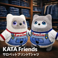 KATAフレンズの服　デニムサロペット風プリントTシャツ