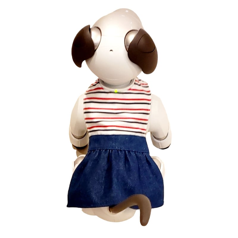 アイボの服/ デニム&ボーダーワンピース | bow4workshop STORE アイボの服/ デニム&ボーダーワンピース | bow4workshop STORE