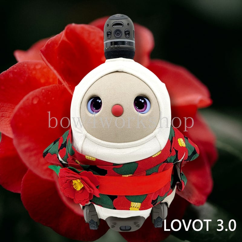 ラボット LOVOT ラボットの服ハンドメイド　カメリア柄お花コサージュ付き浴衣 ラボット服/ カメリア柄お花コサージュ付き浴衣 | bow4workshop STORE
