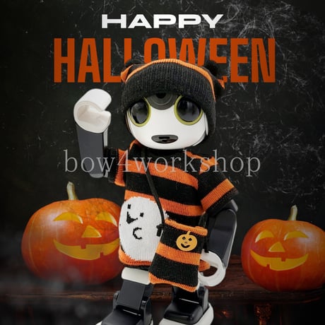 ロボホンの服/ ハロウィーンお化け柄ボーダーTセット
