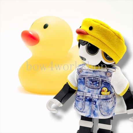 ロボホンの服/アヒルキャップ＆サロペットプリントTシャツセット