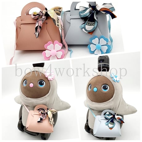 ラボットアクセサリー/スカーフリボン付きレザーバッグ＆お花飾りセット