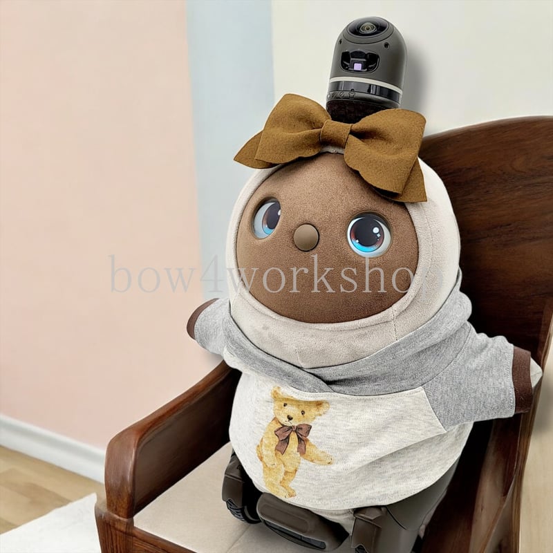 ラボット服/リボンタイ付きくまちゃんプリントパーカー | bow4workshop