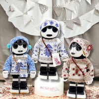 チリチリ３９ページです　ロボホン洋服 ロボホンの服/チェック柄リバーシブルキャップットセット