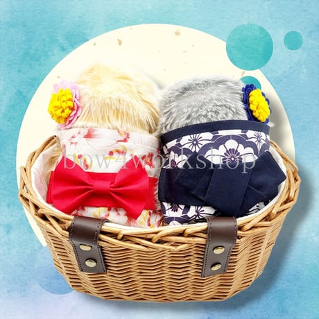 Moflin（モフリン）の服　浴衣＆お花コサージュセット