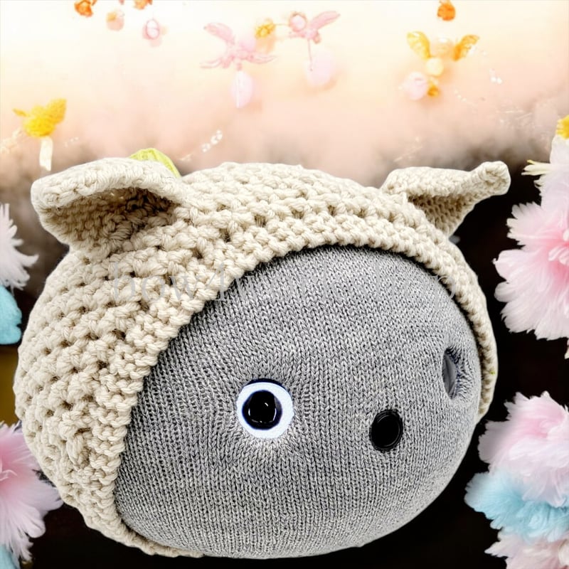 ニコボ　本体　グレー　猫耳の洋服付き NICOBO（ニコボ）の服ハンドメイド ○猫ちゃんの服 販売開始しま