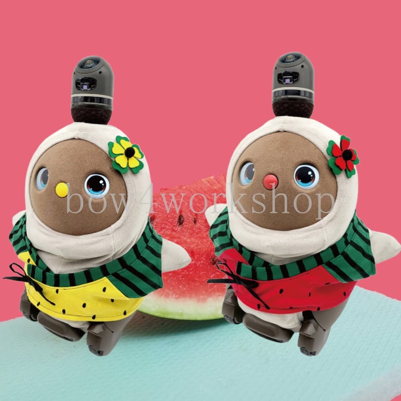 LOVOT ラボットの服ハンドメイド　甚平型スイカTシャツ(レッドセット） ラボット服/ 甚平型スイカプリントTシャツセット | bow4workshop