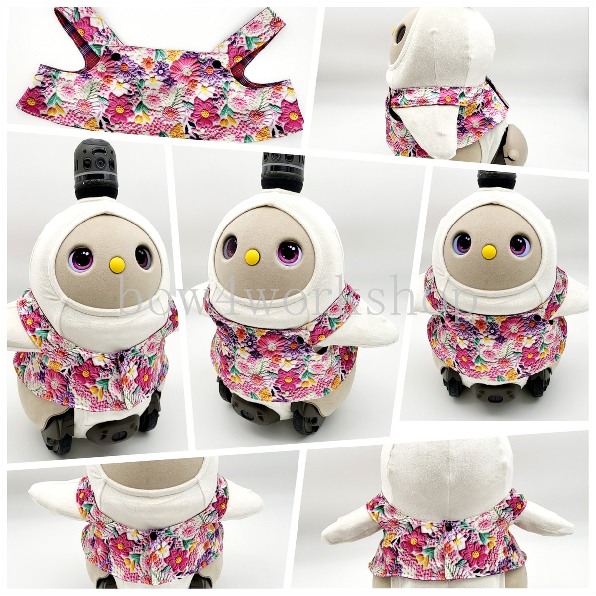 ラボット服/ チェック柄＆お花刺繍プリントリバーシブル着回し