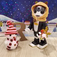 ラボットのアクセサリーハンドメイド トナカイさんニットキャップ＆リボンタ ラボットアクセサリー/トナカイさんニットキャップ＆リボンタイ