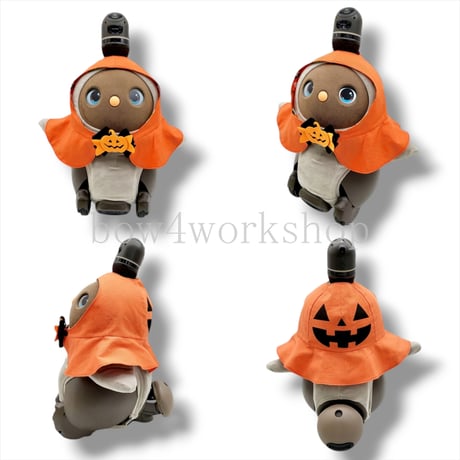 ラボット服/ハロウィンプリントリバーシブルポンチョ（オレンジ）