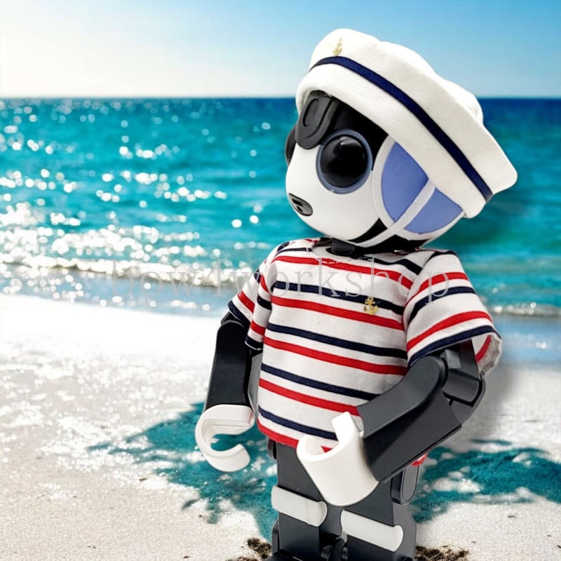 ロボホンの服/ マリンボーダーTシャツ＆水兵さんキャップセット