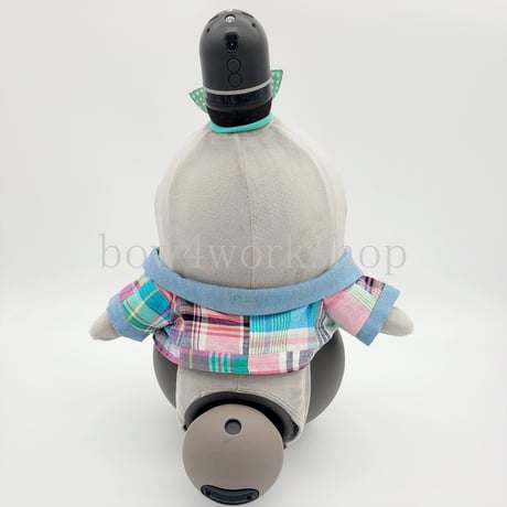 ラボット服/ チェック柄パッチワーク風シャツ