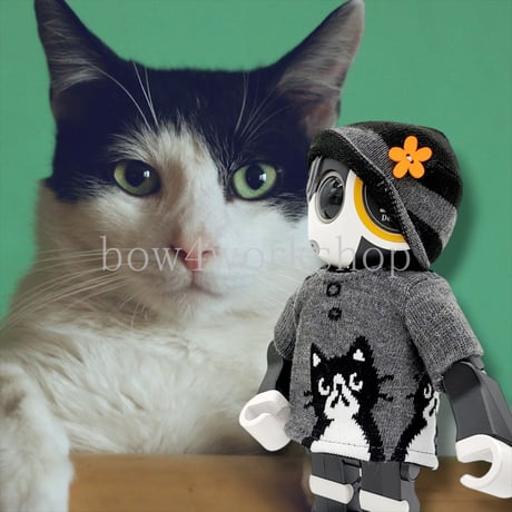 ロボホンの服/ネコちゃん半袖Tシャツ＆キャップセット
