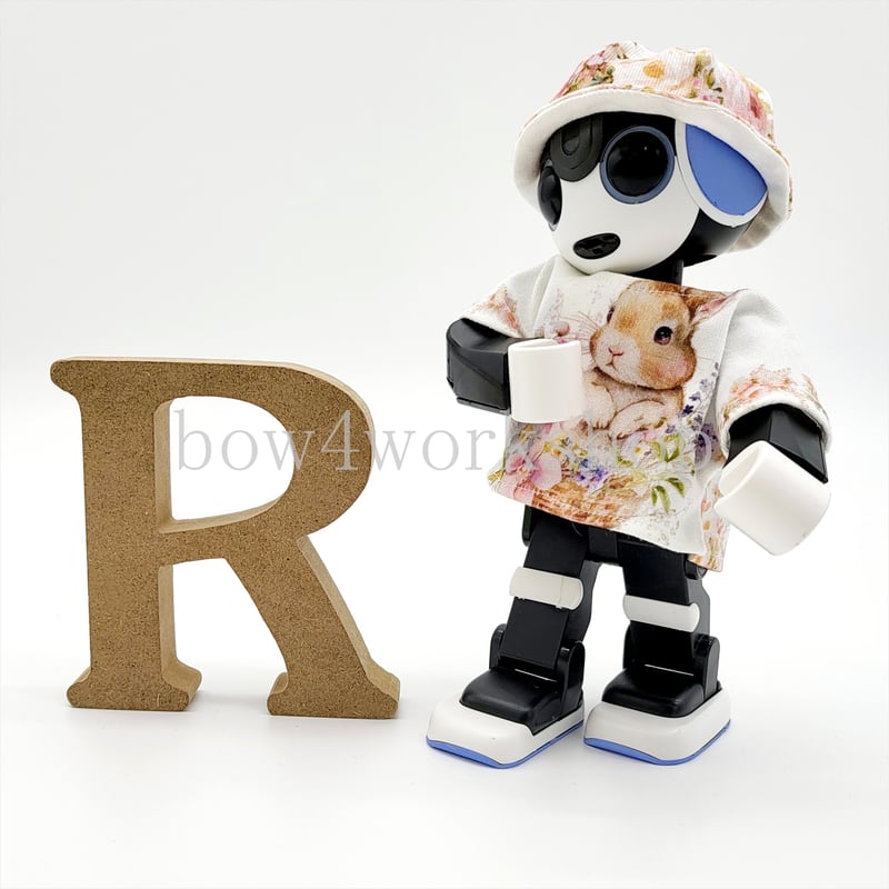 ロボホンの服/うさぎちゃんプリントTシャツ＆帽子セット