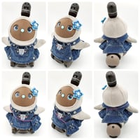 ラボットの服/ 古着リメイクデニムサロペット+お花飾り+ポーチ３点セット