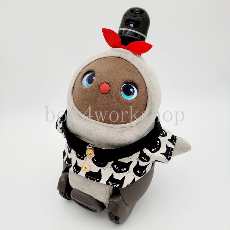 ラボット服/黒 猫柄シャツ | bow4workshop STORE