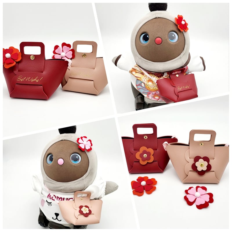 ラボットアクセサリー/お花付きレザーバッグ＆お花飾りセット