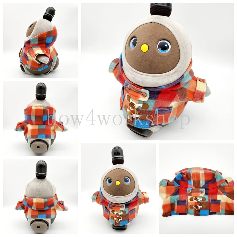 ラボット LOVOT ラボットの服ハンドメイド ブロックチェックダッフルコート ラボット服/ブロックチェックダッフルコート | bow4workshop STORE