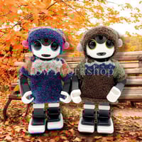 ロボホンの服/チェック柄リバーシブルキャップットセット