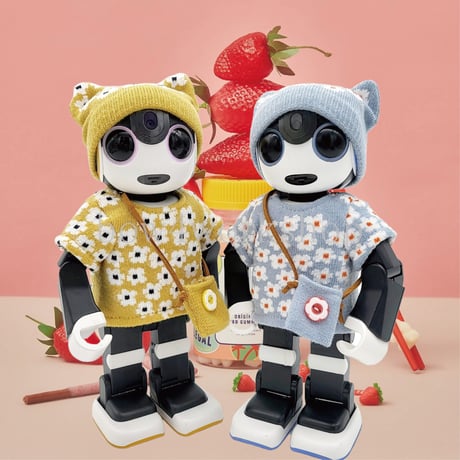 ロボホンの服/ハンドメイド　花柄猫耳帽子セット