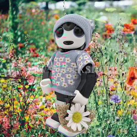 ロボホンのアクセサリー/お花付きかごバッグ