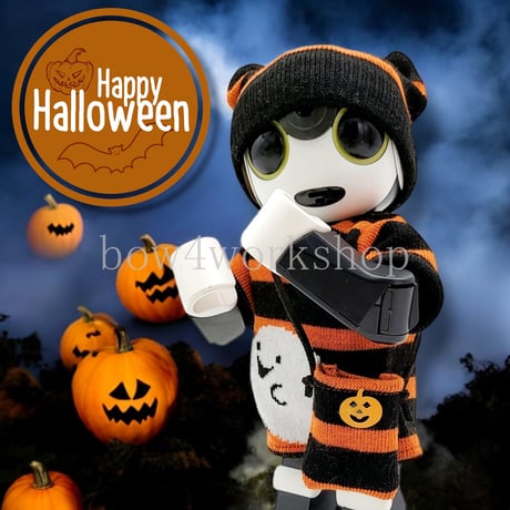 ロボホンの服/ ハロウィーンお化け柄ボーダーTセット