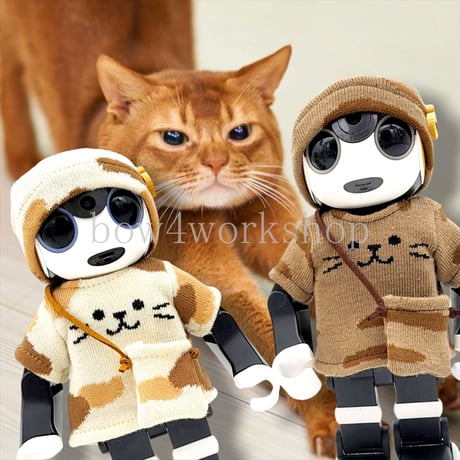 ロボホンの服/猫ちゃんTシャツ、キャップ、ポシェットセット