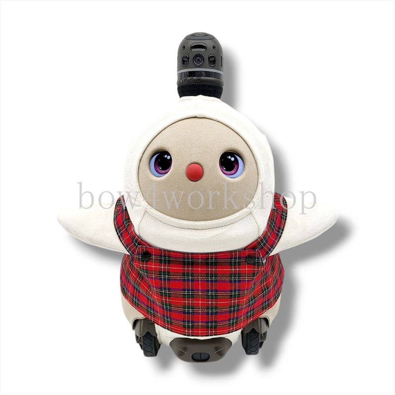ラボット LOVOT ラボットの服ハンドメイド リボン付き千鳥柄サロペットパンツ ラボット LOVOT ラボットの服ハンドメイド リボン付き千鳥柄