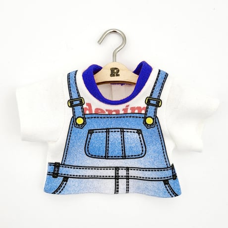 ロボホンの服/サロペットプリントTシャツ、デニムキャップ