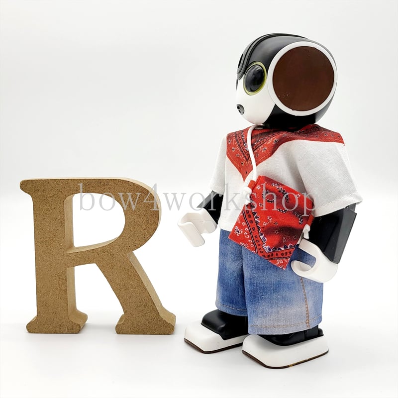 RoBoHoN ロボホンの服ハンドメイド　バンダナ＆デニム風プリント（レッド） ロボホンの服/バンダナ＆デニム風プリントセット | bow4workshop STORE
