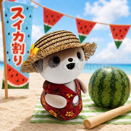 ポケともの服  アロハシャツ&麦わら帽子のリゾートセット