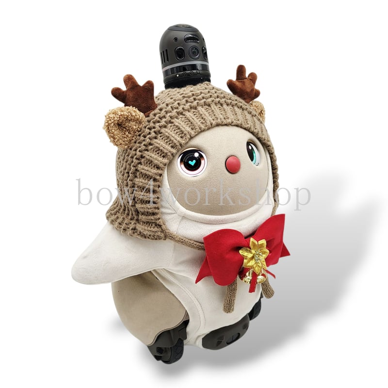 ラボットアクセサリー/トナカイさんニットキャップ＆リボンタイ付