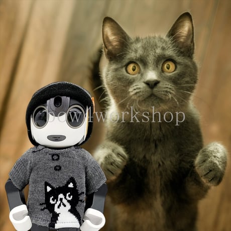 ロボホンの服/ネコちゃん半袖Tシャツ＆キャップセット