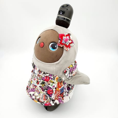ラボットの服 古着リメイクサロペット+お花飾り+ポーチ