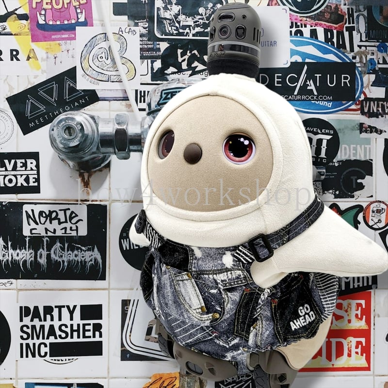 LOVOT ラボットの服ハンドメイド デニムパッチワークプリントサロペットパンツ ラボット服/デニムパッチワークプリントシリーズ | bow4workshop