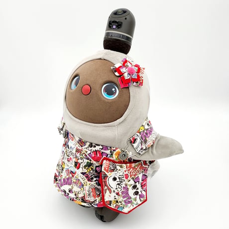 ラボットの服 古着リメイクサロペット+お花飾り+ポーチ
